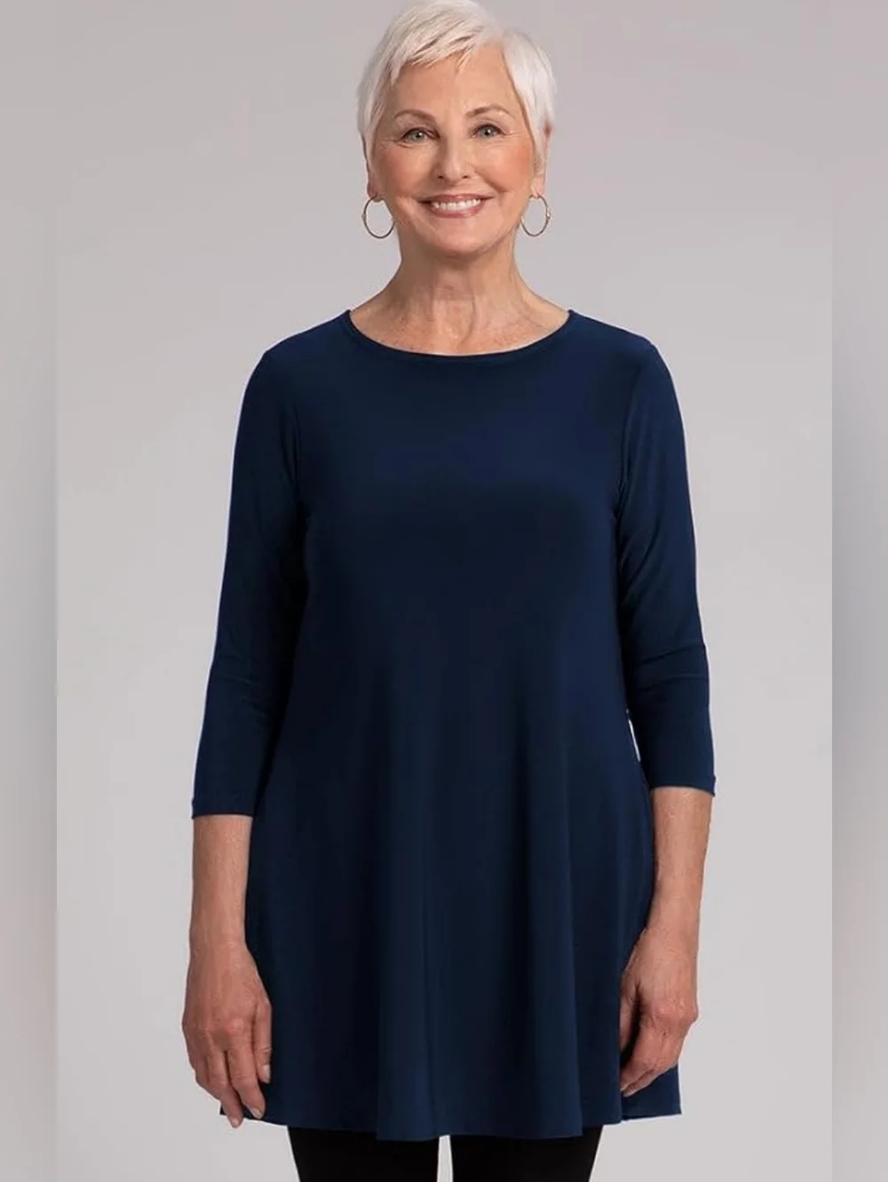 Sympli Trapeze Women's Navy 3/4 Sleeve A-Line Tunic Women's 6 - Picture 1 of 5
